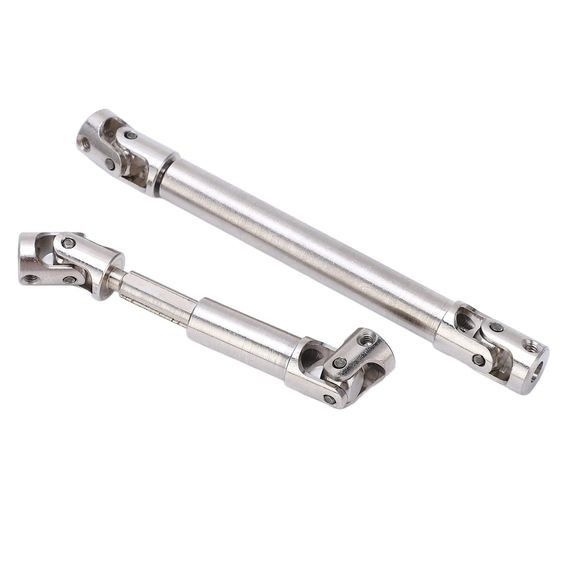 Aandrijvingsasset, CNC-staal zilver 2pcs RC Centrale aandrijvingsas Duurzaam voor AXIAL SCX24 JT 1/24 Crawler Car